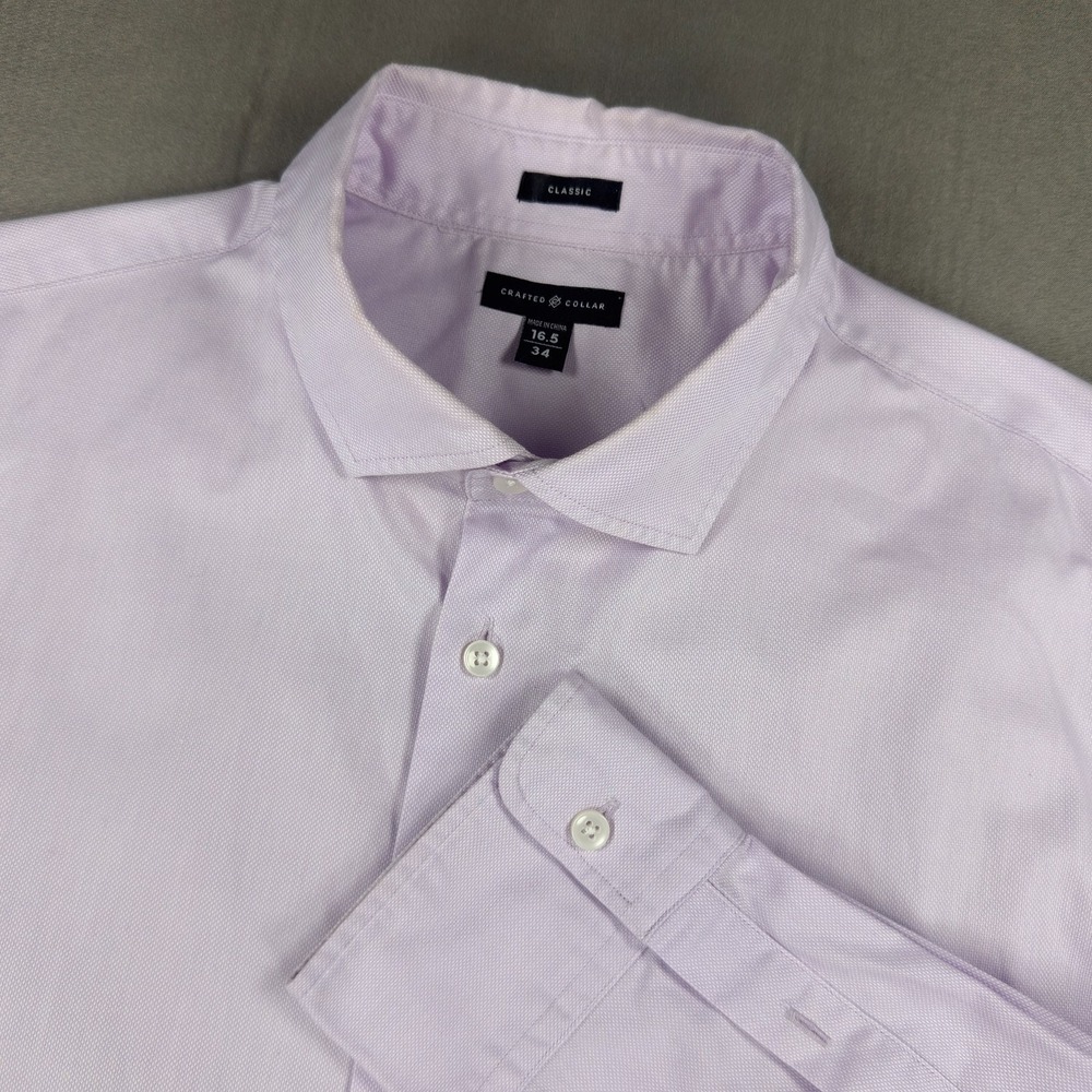 Crafted Collar Men's Dress‎ Shirt 16.5/34 Lavender Long Sleeve